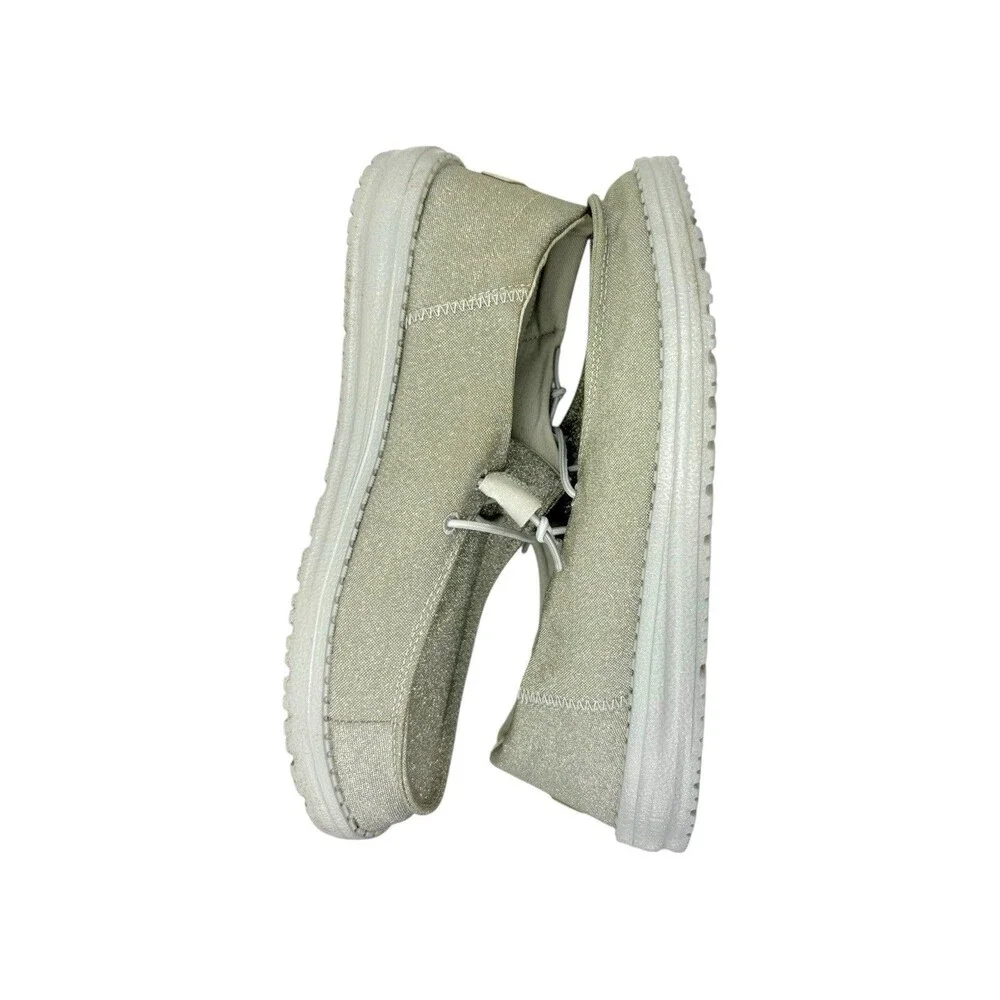 Hey Dude Wendy Women’s Loafers Size 9 White Sparkle Slip-On Casual Comfort